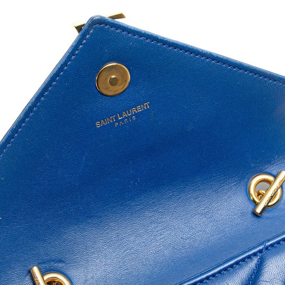 Saint Laurent YSL Monogram Baby Chai Chain Shoulder Bag 399289 Blue Leather W... - Picture 5 of 12